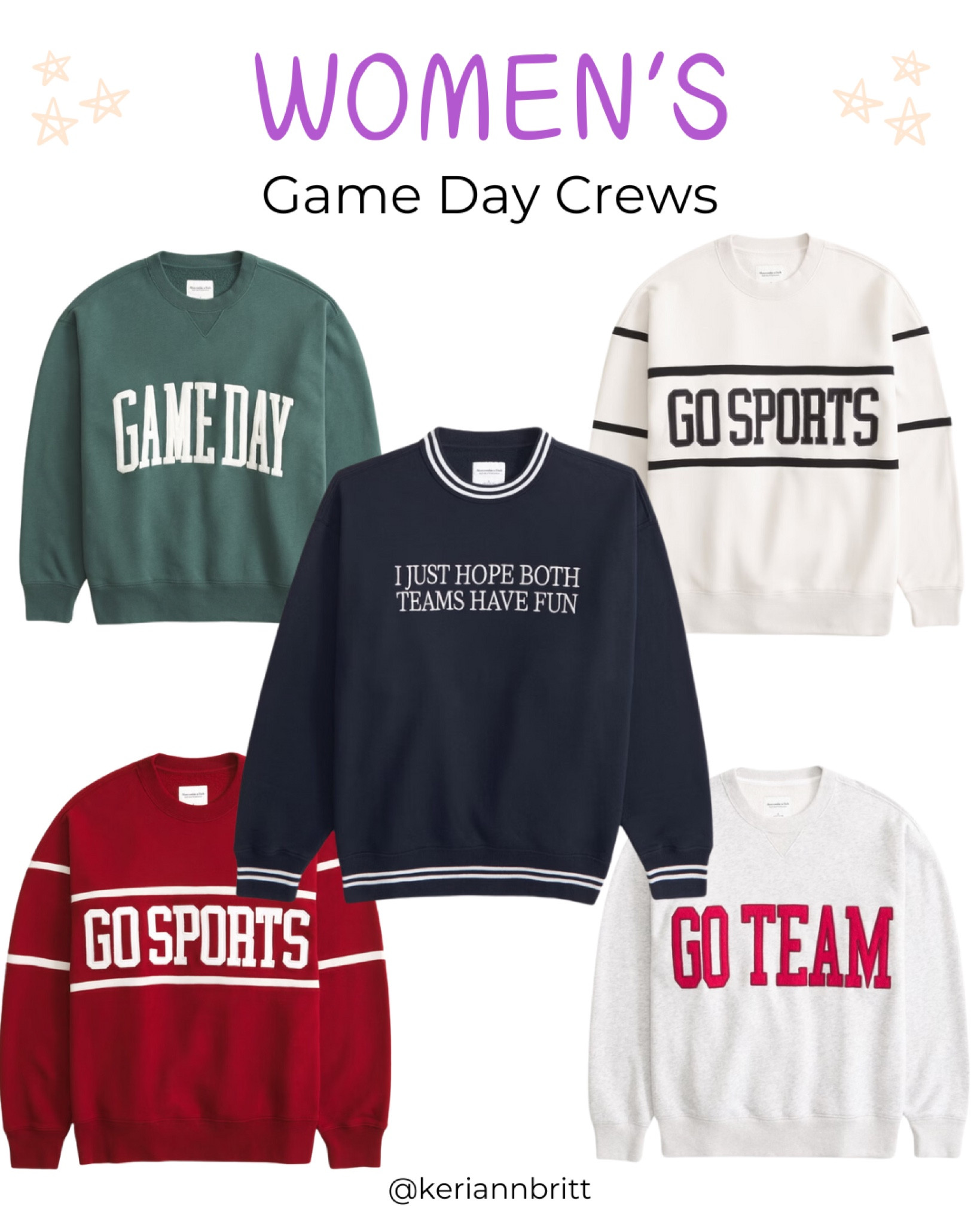Women’s Abercrombie Game Day Crew Neck Sweatshirts 

#LTKFindsUnder100 #LTKSeasonal #LTKStyleTip