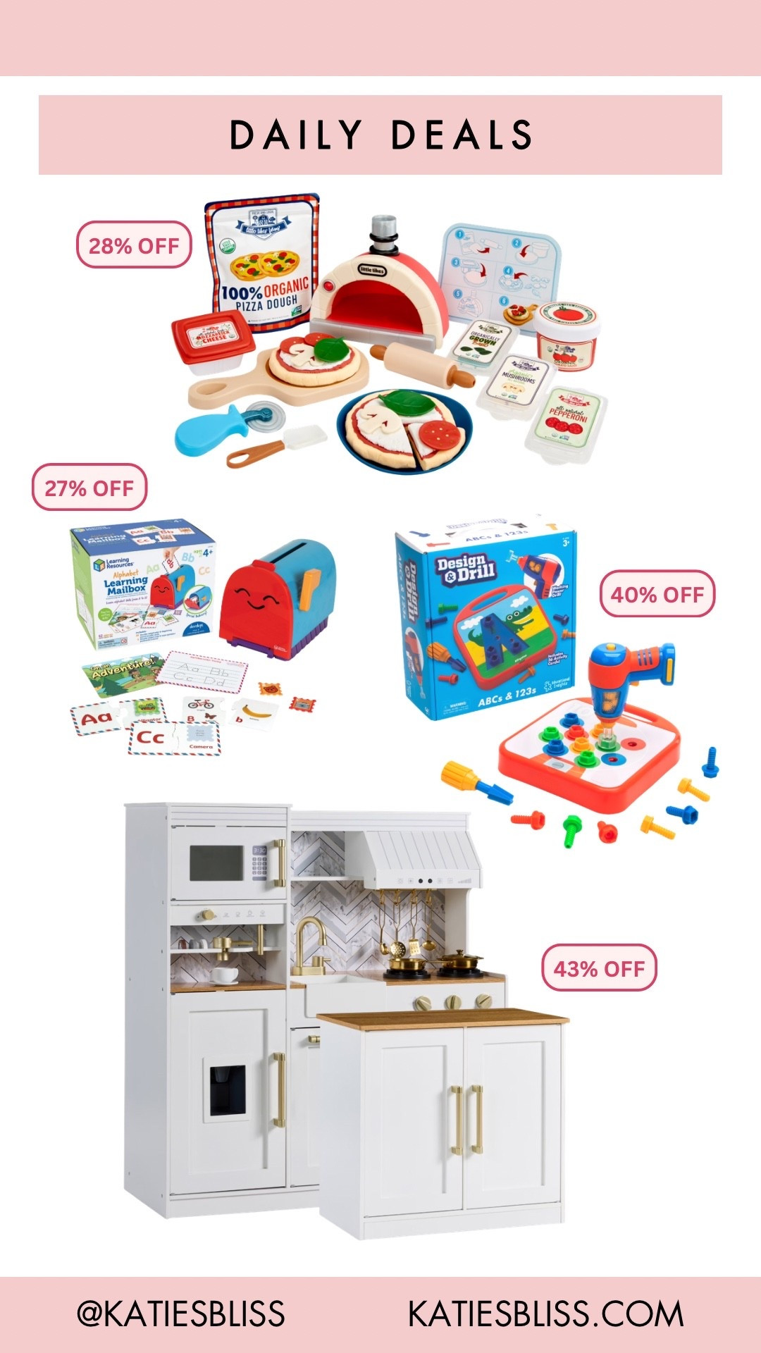 Daily deals ✨

Walmart. Deal. Sale. Markdown. Toy. Kids. Toddler. Kitchen. Mailbox. Education toy. Tools. 



#LTKSaleAlert #LTKSpringSale #LTKKids