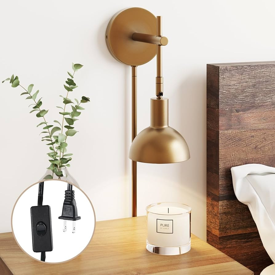 Nathan James Tamlin Vintage Brass Wall Light Fixture, Wall Mounted 1-Light Lamp, Plugin Sconce wi... | Amazon (US)