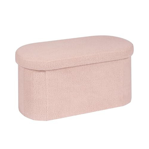 PINPLUS Storage Ottoman Bench Tufted Oval Ottomans for Living Room Foot Rest, Chest Box Velvet Bench with Storage, Pink 30"x15"x15" (Pink) | Amazon (US)