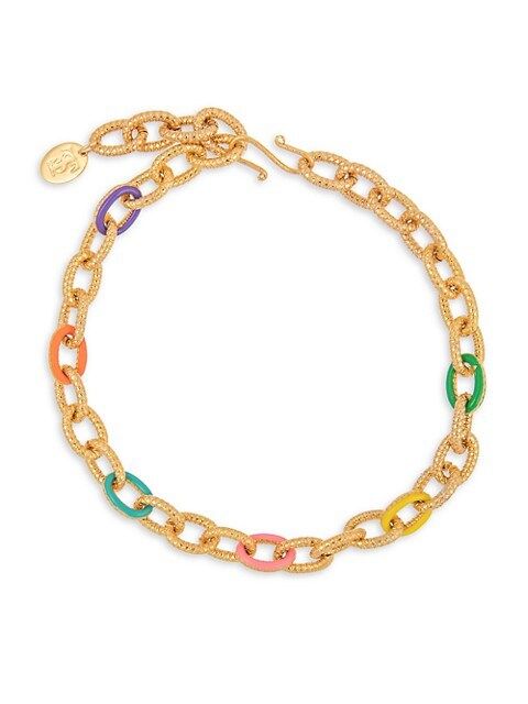 Atlantis 22K Goldplated &amp; Enamel-Link Collar Necklace | Saks Fifth Avenue