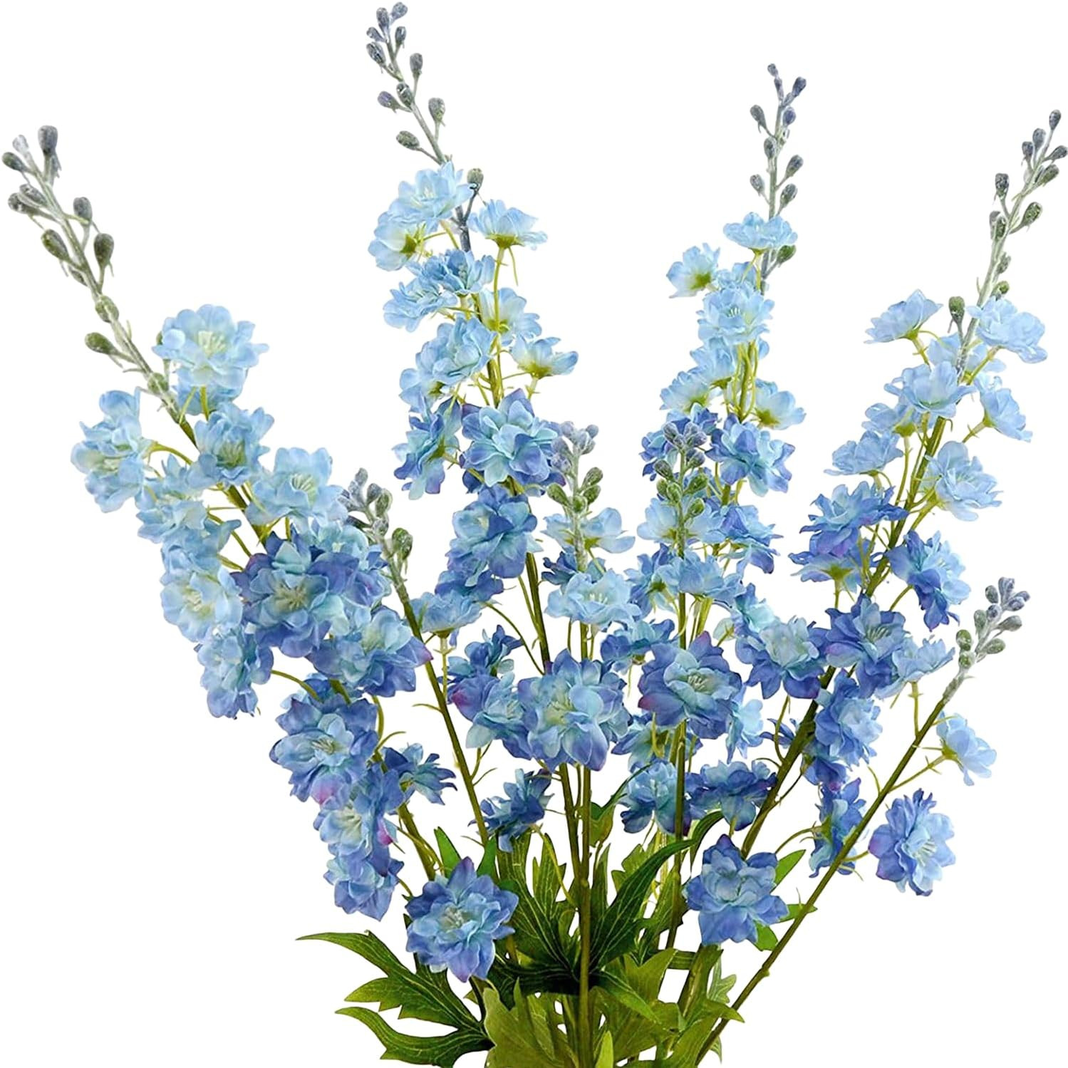 4PCS Light Blue Delphinium Artificial Flower 33.5'' Long Larkspur Stem Plant Floral Silk Flowers ... | Amazon (US)