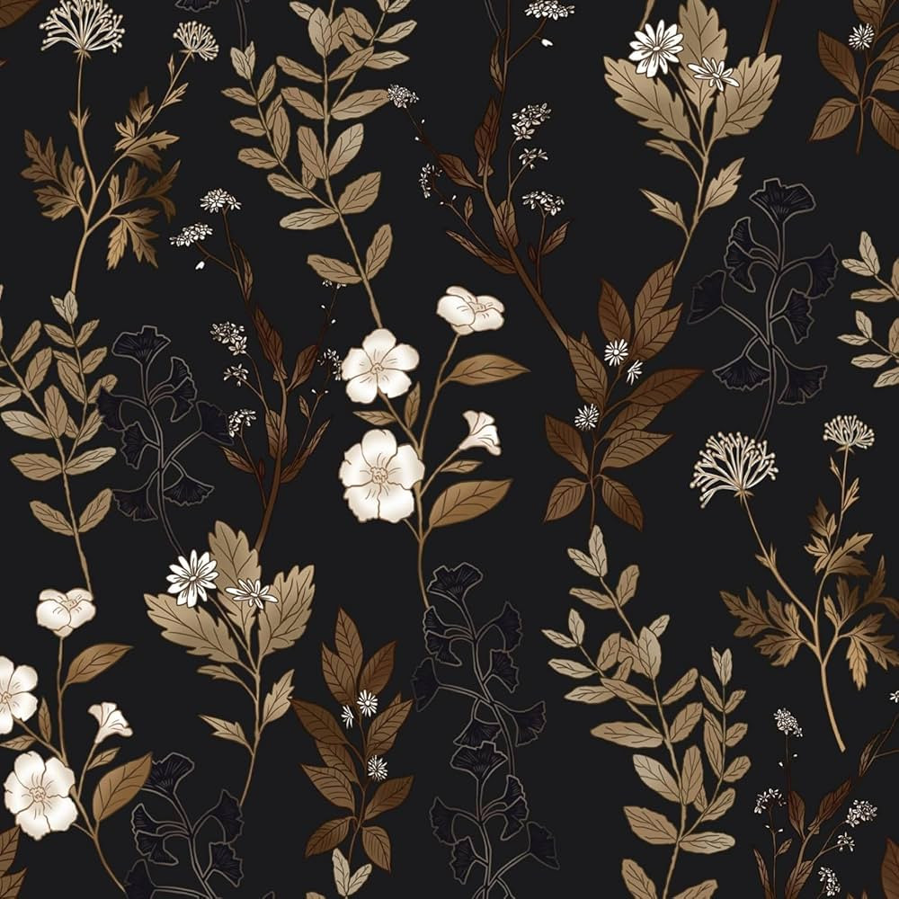 Black Wallpaper Peel and Stick Gold Leaf Contact Paper Black Gold Wallpaper 17.4" x 394" Waterpro... | Amazon (US)