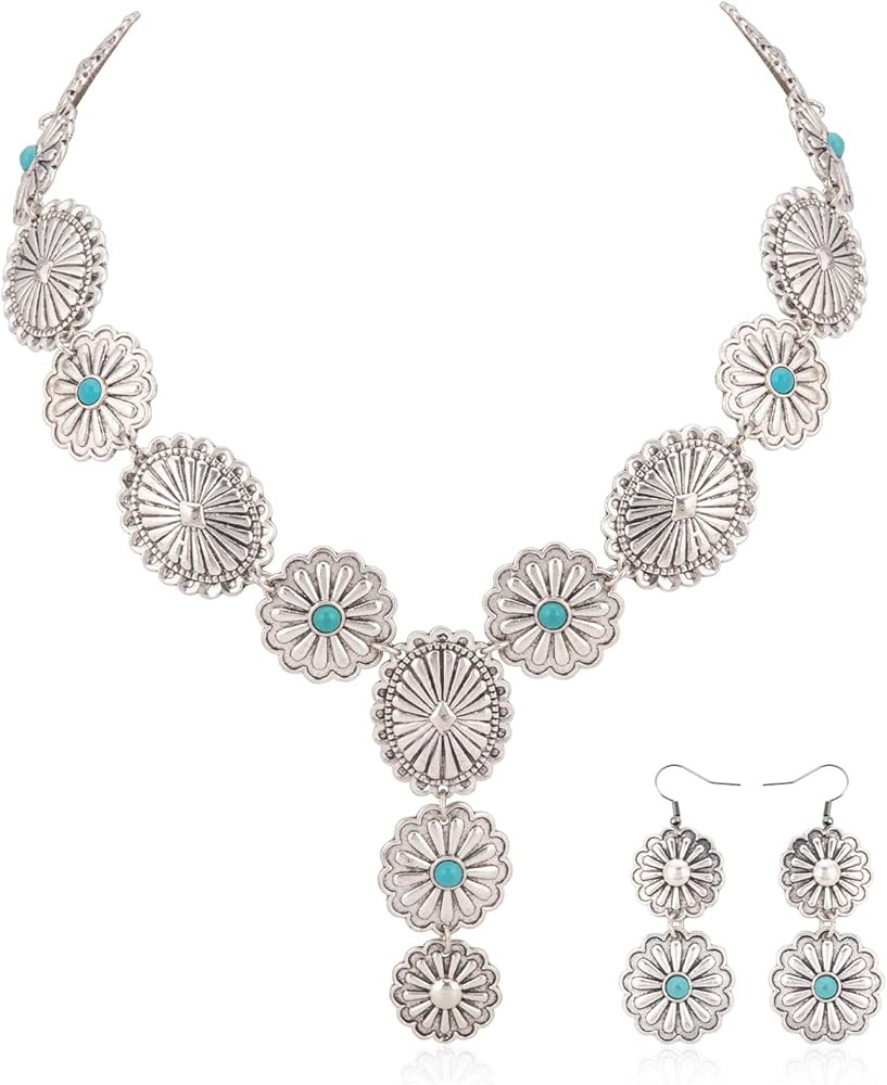 Rustic Couture's Western Necklace Earrings Jewelry Set for Women | Amazon (US)