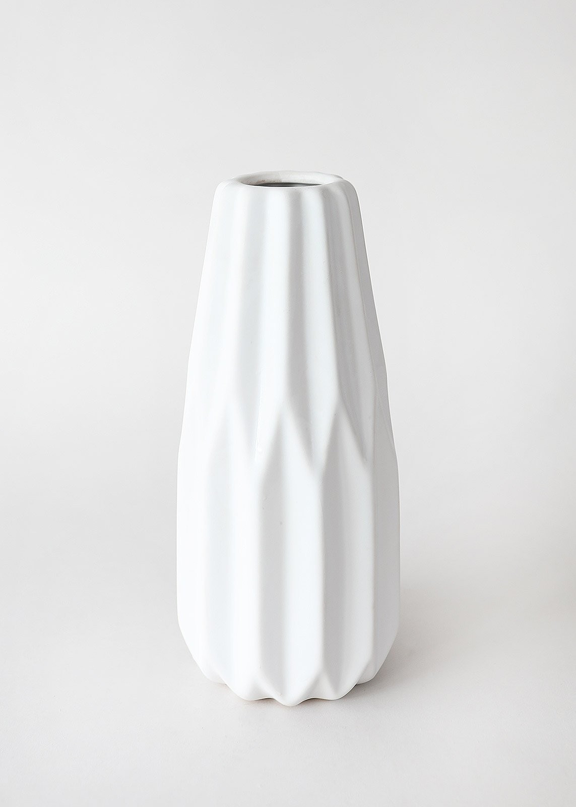 White Textured Geometric Ceramic Flower Vase - 10.5" Tall | Afloral (US)