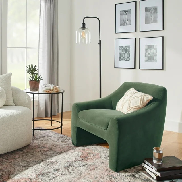 Better Homes & Gardens Emerson Curvy Accent Chair, Olive | Walmart (US)