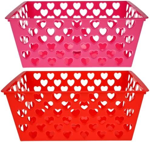 GS Rectangular Pink and Red Valentine Heart Baskets 11x7.91x4.33in for Home Kitchen Party Favor V... | Amazon (US)