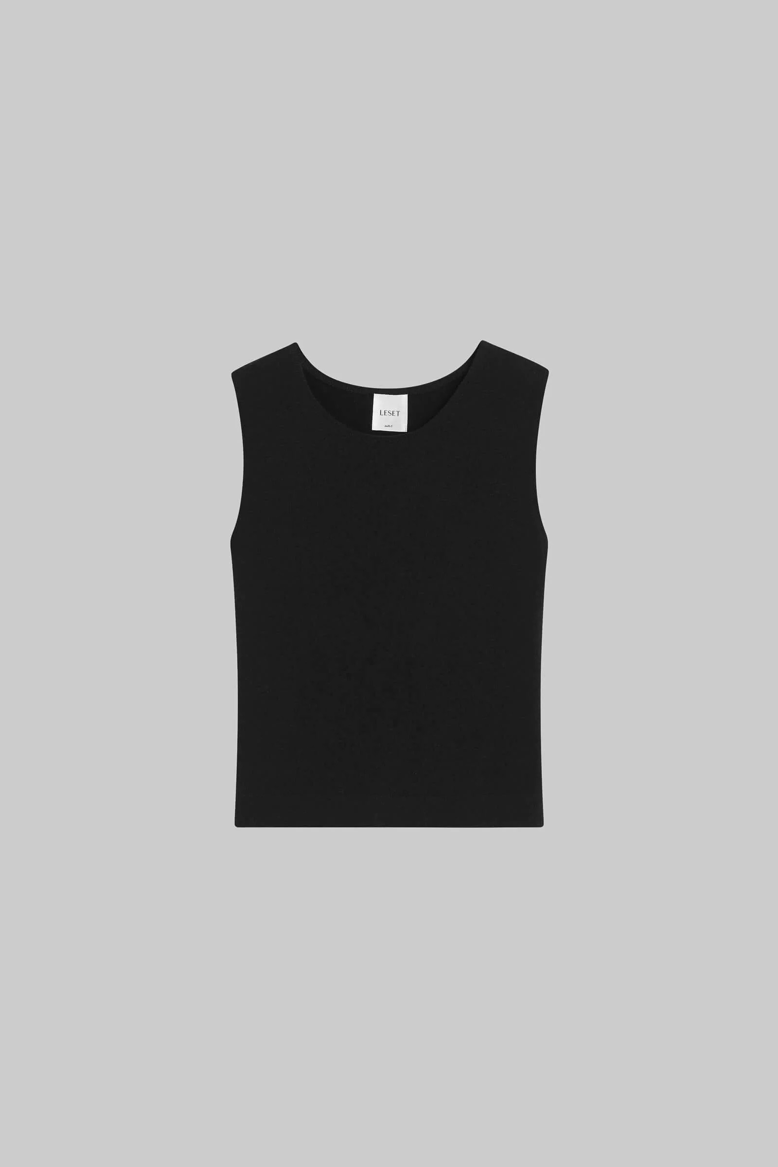 LESET Lauren Sleeveless Crewneck in Black in Jersey | LESET