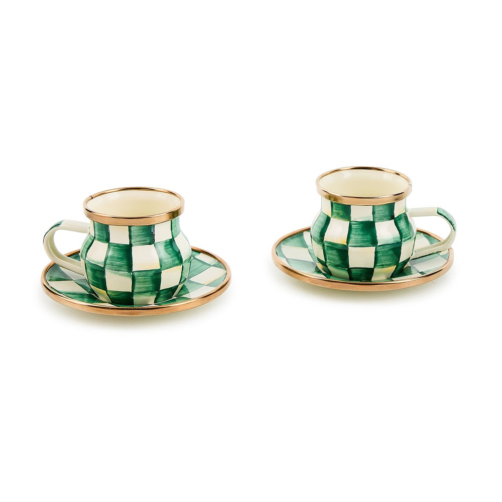 Emerald Check Espresso Cup & Saucer Set | MacKenzie-Childs