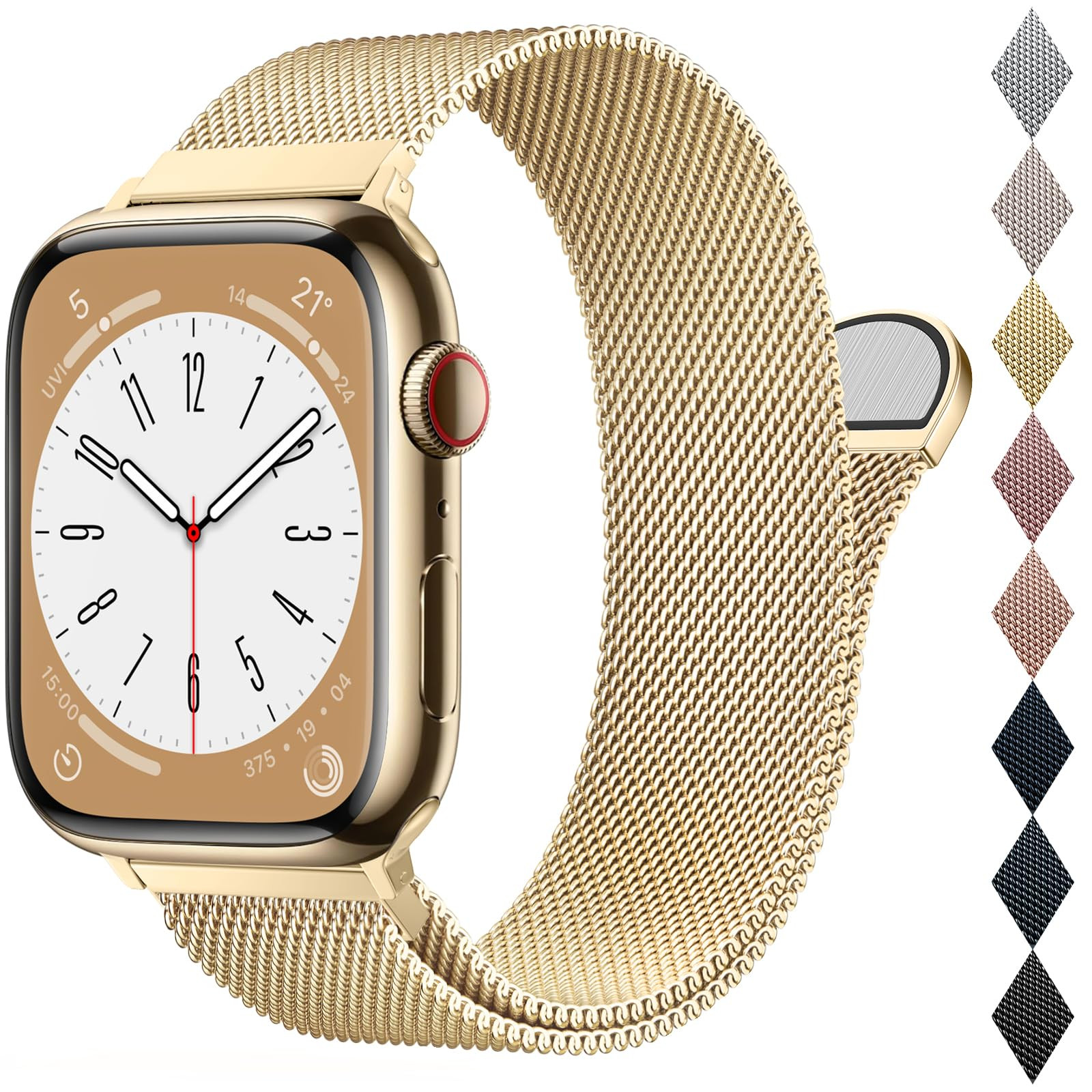 BELONGME Mesh Metal Loop Compatible with Apple Watch Band 40mm 41mm 38mm 42mm Series 11 10 9 8 7 6 5 4 3 2 1, SE 3 2 1 Women Men, Stainless Steel Strap with Magnetic Clasp for iWatch Bands | Amazon (US)