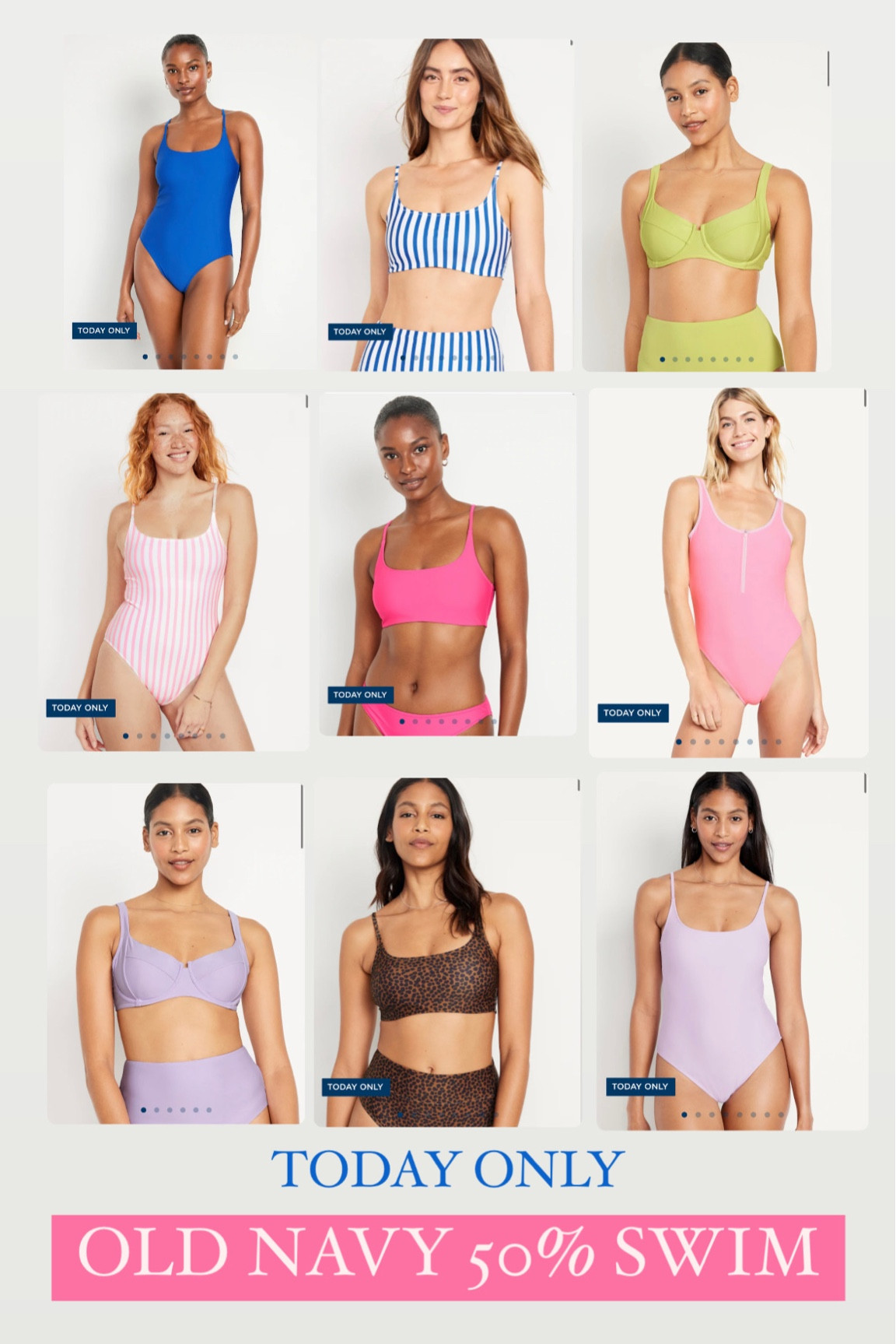 Old navy 2024 swims! 50% off sale today only! Making bikini tops only $10! 

#LTKSeasonal #LTKSpringSale #LTKswim