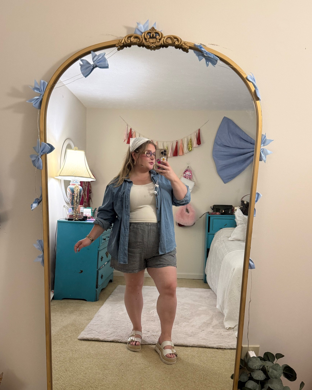 The perfect elevated casual weekend plus size outfit ✨ these boxer style gingham shorts paired with a white tank and oversized denim button down are the perfect 90s throwback outfit! Plus size outfit inspo • plus size summer outfit idea • plus size outfits for summer vacation • casual plus size outfit ideas

#LTKootd #LTKPlusSize #LTKMidsize