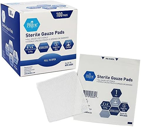 Medpride 4’’ x 4’’ Sterile Gauze Pads for Wound Dressing| 100-Pack, Individually Packed P... | Amazon (US)