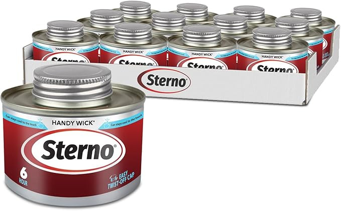 Sterno Fuel Cans - 6-Hour Burn, (12-Pack) Chafing Dish Fuel Can Burners for Food Warmer, Resealab... | Amazon (US)