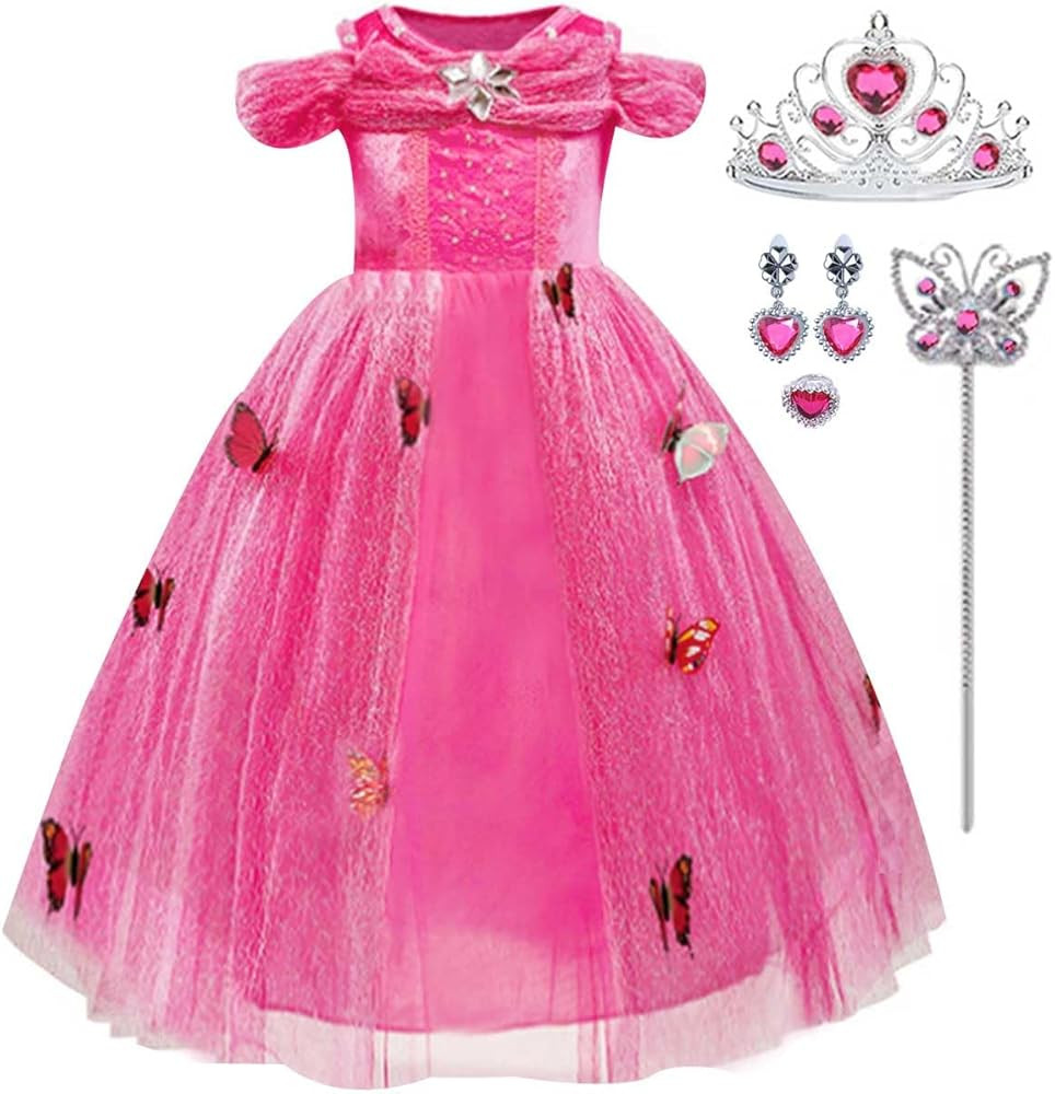 Flower Girls Princess Costume Butterfly Christmas Halloween Dress with Accessories | Amazon (US)
