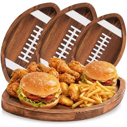 3 Pcs Football Serving Trays Wooden Shaped Football Serveware | Amazon (US)