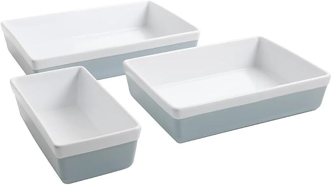 MARTHA STEWART 3 Piece Oven to Table Stoneware Bakeware, Baking Dish & Casserole Set - Dusty Blue | Amazon (US)
