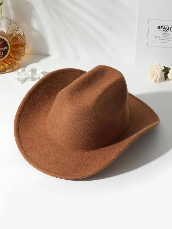1pc Unisex Solid Cowboy Fedora Hat For Daily Life | SHEIN