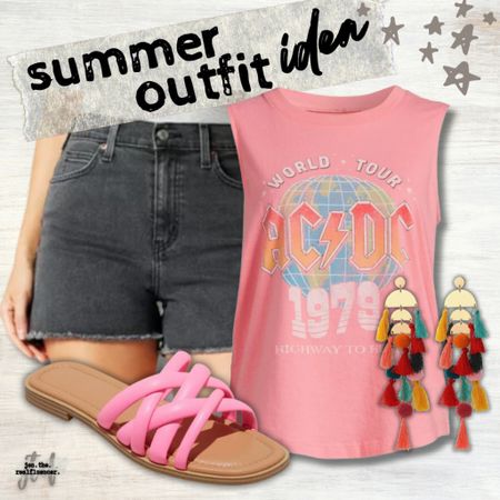 Affordable summer outfit idea, tank top, graphic, AC/DC, denim shorts, raw hem, affordable fashion, summer style, sandals, statement earrings 

#walmart #walmartfinds #walmartfind #founditatwalmart #walmart style #walmartfashion #walmartoutfit #walmartlook  #target #targetfinds #founditattarget #targetstyle #targetfashion #targetoutfit #targetlook #amazon #amazonfind #amazonfinds #founditonamazon #amazonstyle #amazonfashion #sandals #springsandals #summersandals #springshoes #summershoes #flipflops #slides #summerslides #springslides #slidesandals #summer #sunmerstyle #summeroutfit #summeroutfitidea #summeroutfitinspo #summeroutfitinspiration #summerlook #summerpick #summerfashion #graphic #tee #graphictee #graphicteeoutfit #tshirt #graphictshirt #t-shirt #band #bandtee #graphicteelook #graphicteestyle #graphicteefashion #graphicteeoutfitinspo #graphicteeoutfitinspiration #edgy #style #fashion #edgystyle #edgyfashion #edgylook #edgyoutfit #edgyoutfitinspo #edgyoutfitinspiration #edgystylelook  Boho, boho outfit, boho look, boho fashion, boho style, boho outfit inspo, boho inspo, boho inspiration, boho outfit inspiration, boho chic, boho style look, boho style outfit, bohemian, whimsical outfit, whimsical look, boho fashion ideas, boho dress, boho clothing, boho clothing ideas, boho fashion and style, hippie style, hippie fashion, hippie look, fringe, pom pom, pom poms, tassels, california, california style,  #boho #bohemian #bohostyle #bohochic #bohooutfit #style #fashion #pink #pinklook #lookswithpink #outfitwithpink #outfitsfeaturingpink #pinkaccent #pinkoutfit #pinkoutfits #outfitswithpink #pinkstyle #pinkoutfitideas #pinkoutfitinspo #pinkoutfitinspiration 

#LTKunder100 #LTKSeasonal #LTKstyletip