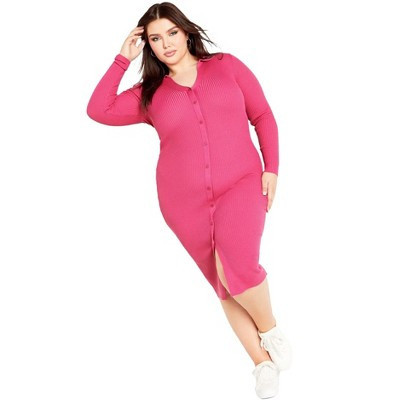 Avenue Scarlett Rib Dress - 18/20, Magenta | Target