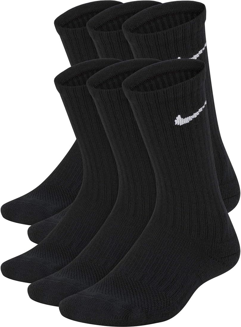 Nike Kids' Performance Cushioned Crew Training Socks (6 Pair) | Amazon (US)