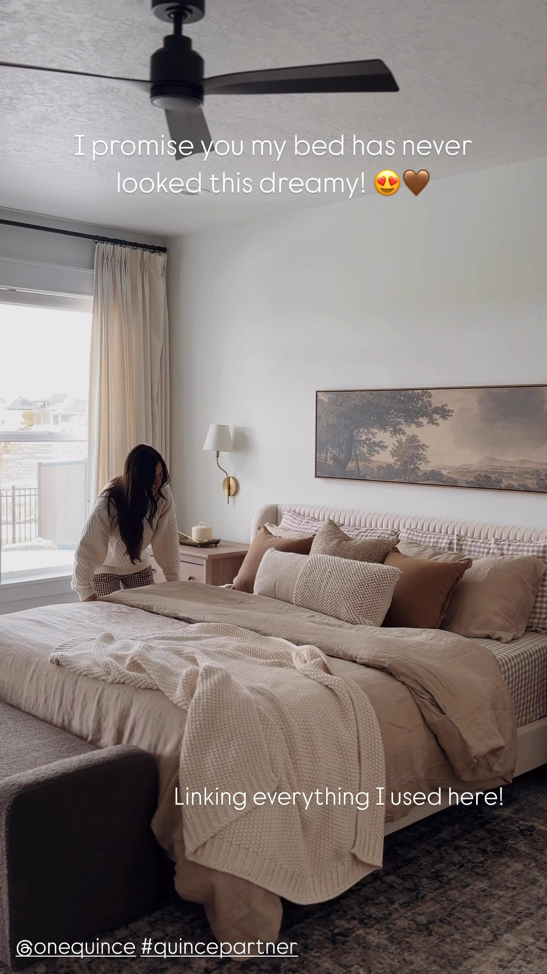 Taking my bedroom refresh to the next level with this oh so dreamy bedding from Quince! The warm colors and gingham are everything! #quincepartner @onequince