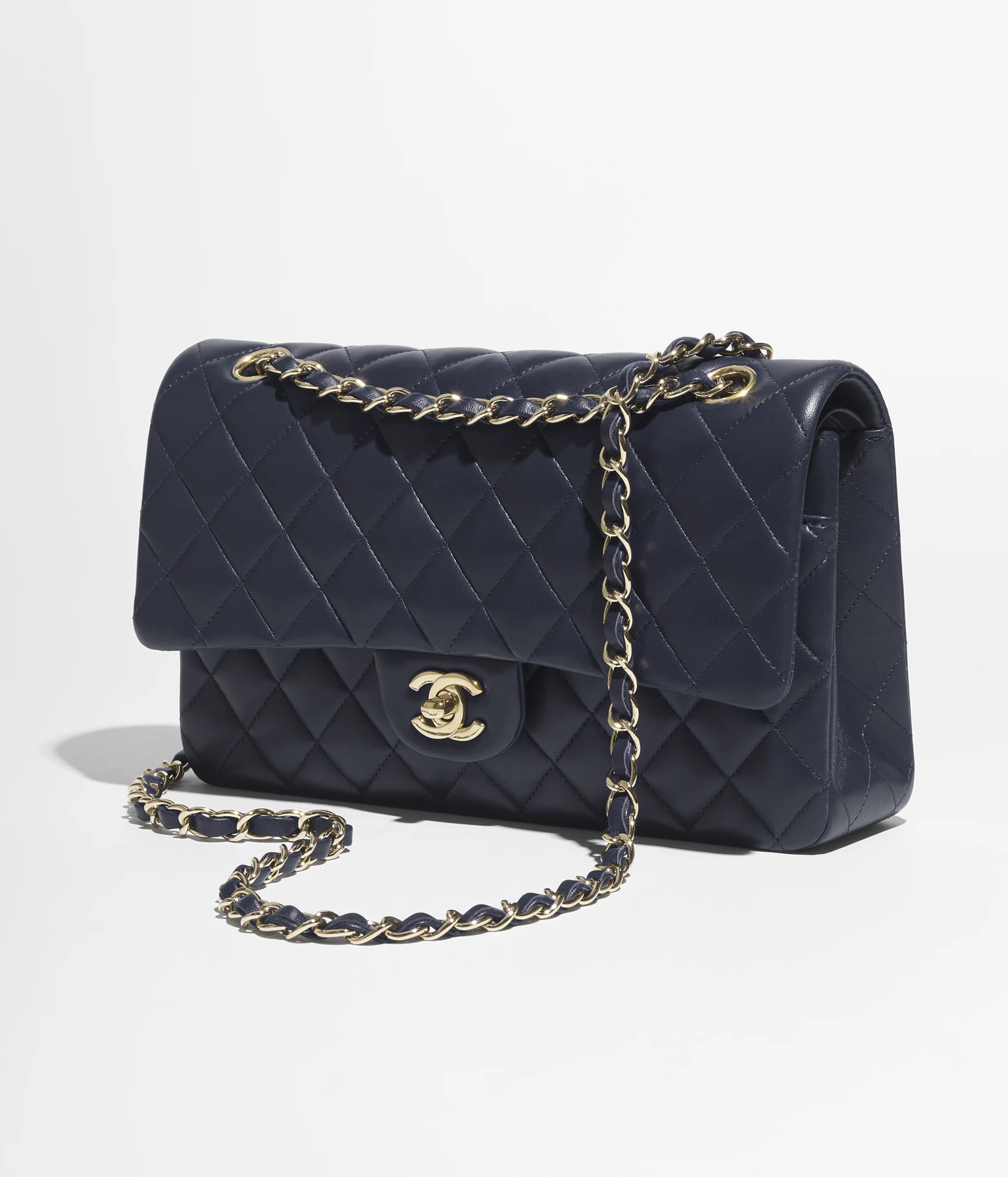 Classic 11.12 handbag, Lambskin & gold-tone metal, dark blue — Fashion | CHANEL | Chanel, Inc. (US)
