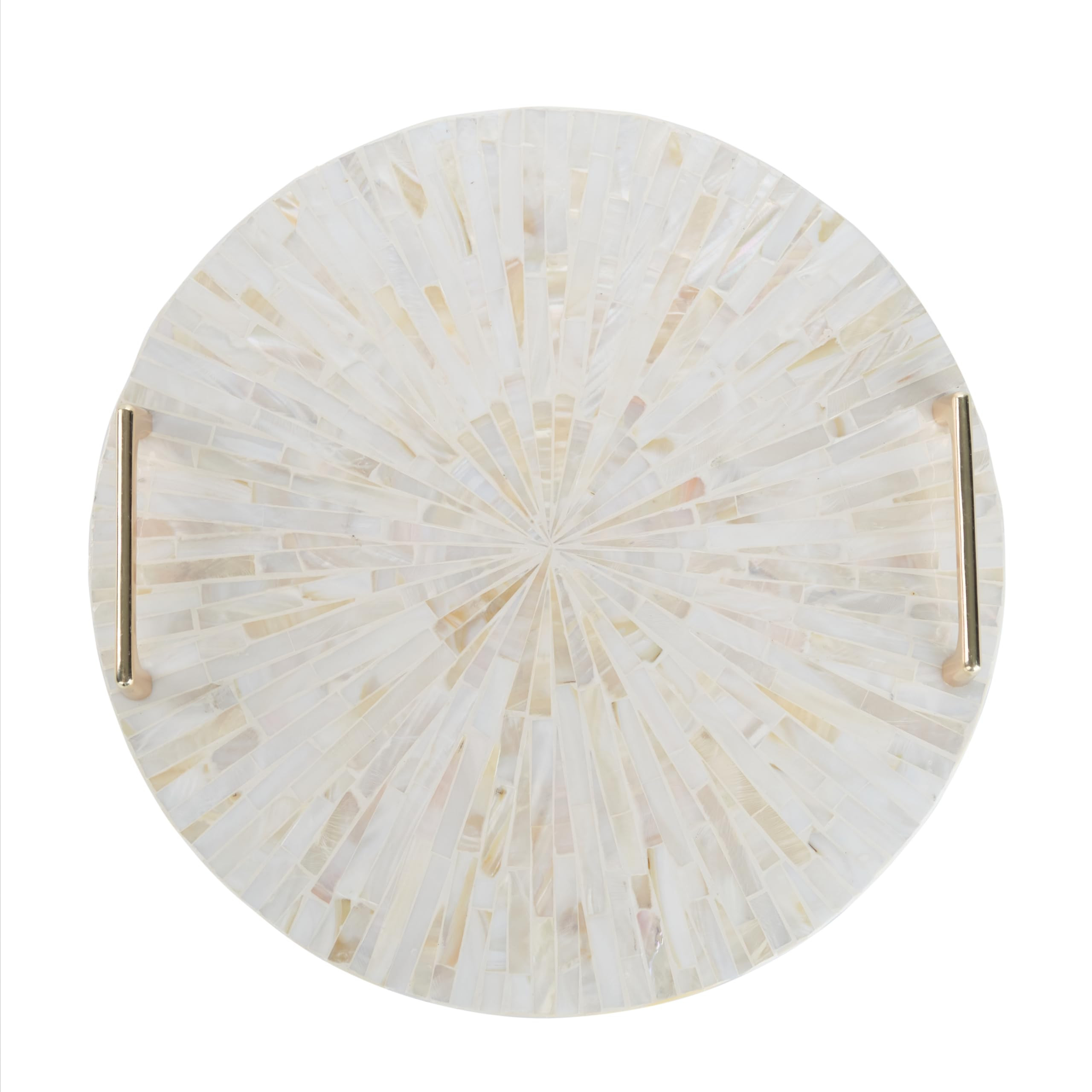PEMAR Mother of Pearl Decorative Tray, 13" Round Display & Serving Tray with Gold Handles, Vanity... | Amazon (US)