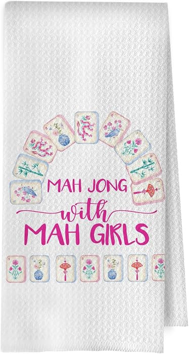Mahjong Gifts Kitchen Towels - Preppy Pink Decorative Waffle Weave Dish Towels, Mahjong Accessori... | Amazon (US)