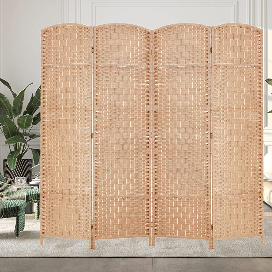 Spurgehom 4 Panel Room Divider Folding Wall Divider 6Ft Privacy Screen Indoor Portable Woven Part... | Amazon (US)