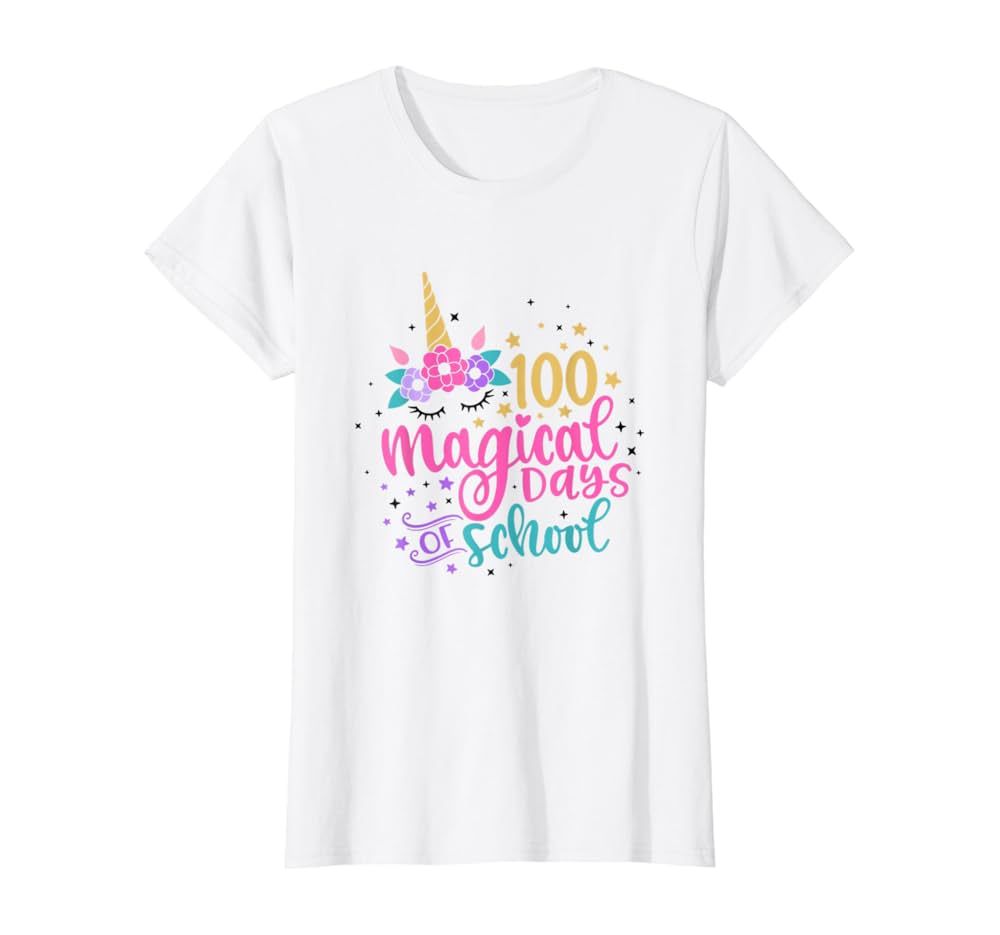 100 Magical Days of School Unicorn Gift Teacher Student. T-Shirt | Amazon (US)
