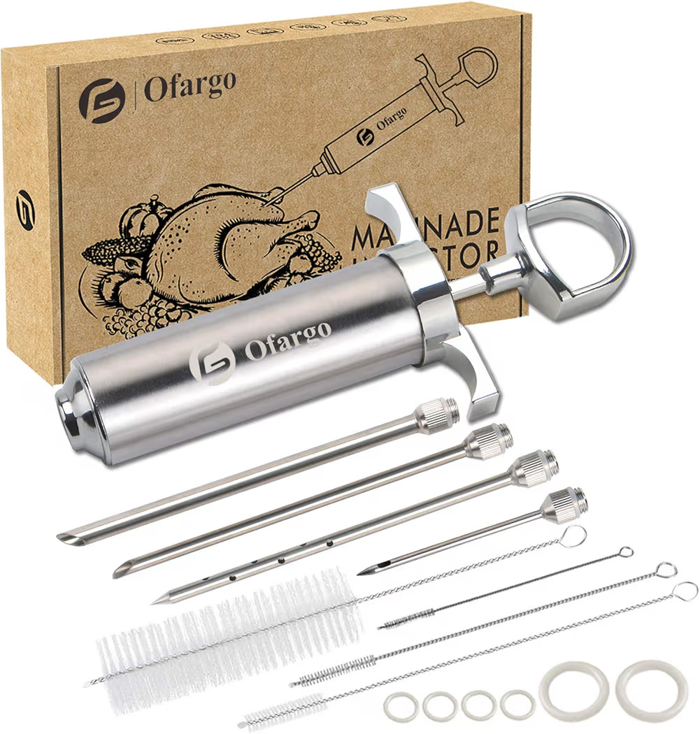 Ofargo Stainless Steel Meat Injector Syringe Kit with 4 Marinade Needles for BBQ Grill Smoker, Gi... | Amazon (US)