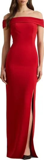 Crepe Off the Shoulder Column Gown | Nordstrom