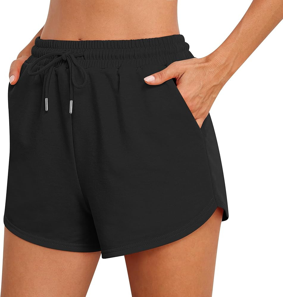 Jouica Womens Sweat Shorts with Pockets Cotton 2024 Trendy Shorts Drawstring Summer Workout Runni... | Amazon (US)