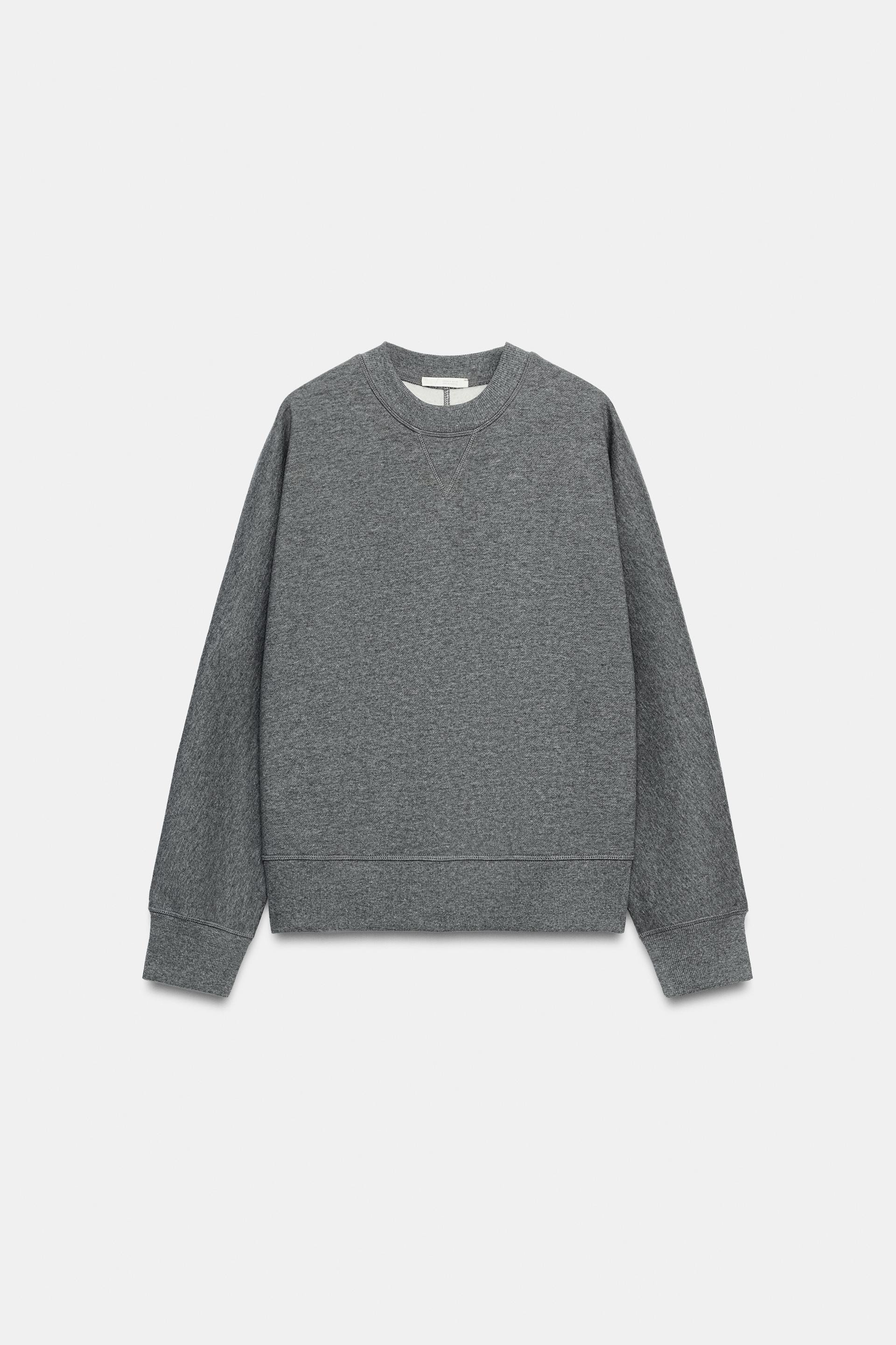 Zara - Basic Fleece Sweatshirt - Beige Marl - M - Woman | Zara US