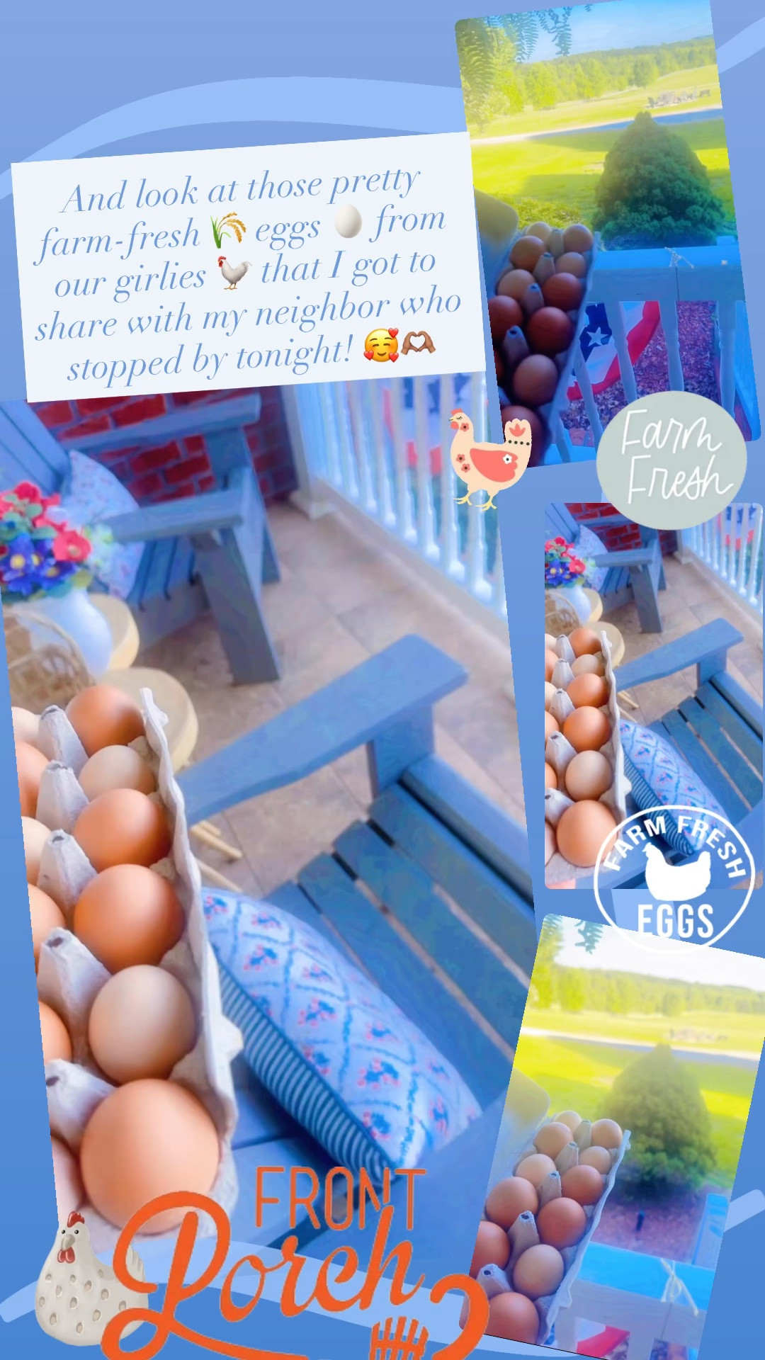 And look at those pretty farm-fresh 🌾 eggs 🥚 from our girlies 🐓 that I got to share with my neighbor who stopped by tonight! 🥰🫶🏽