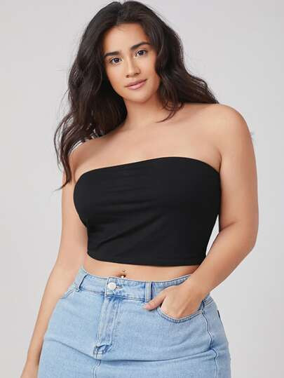 SHEIN BASICS Plus Solid Tube Top | SHEIN