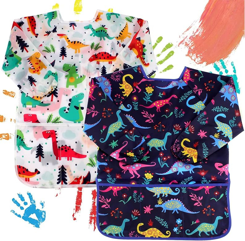 CUBACO Kids Painting Apron, 2pcs Waterproof Art Smocks For Child 3-8 Years, Kids Smocks for Painting | Amazon (US)