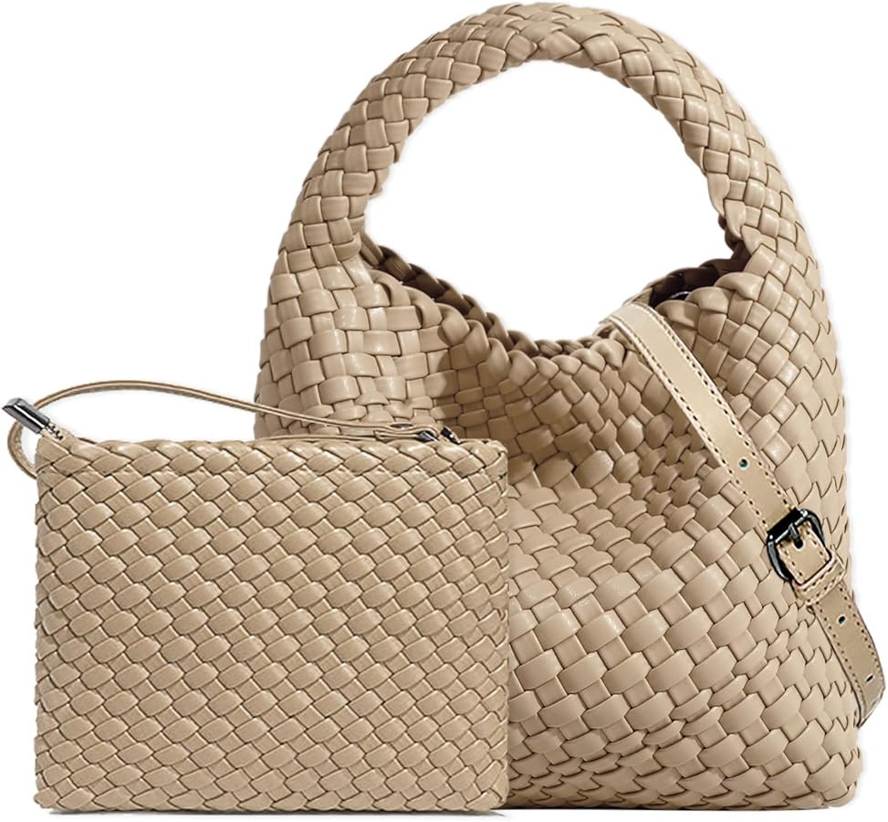 Small Woven Bags for Women Cute Hobo Tote Woven Handbag Mini Clutch Purse vegan leather Crossbody... | Amazon (US)