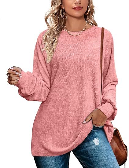 OFEEFAN Women's Sweaters Oversized Pullover Sweatshirts Crewneck Balloon Sleeve Tops | Amazon (US)