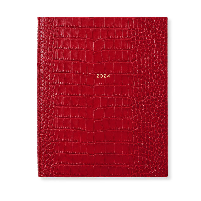 2024 Portobello Weekly Vertical Agenda in Mara in red | Smythson | Smythson