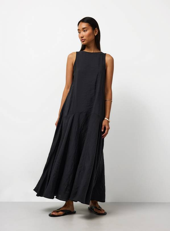 Buy Black Sandwash Short Sleeve Midi Dress 14 | Midaxi | Tu | Tu Clothing