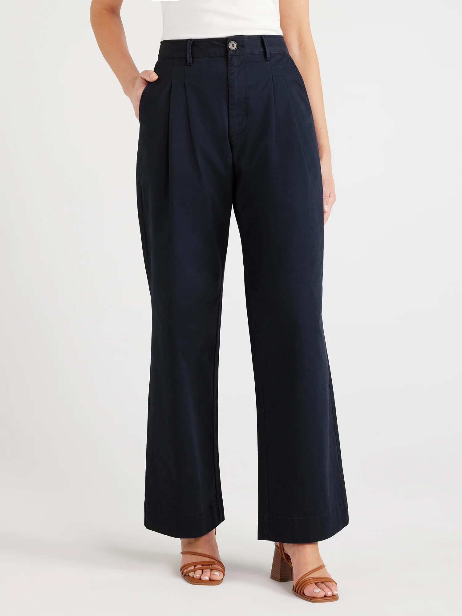 Free Assembly Women’s Wide Leg Chino Pants, 31” Inseam, Sizes 0-22 | Walmart (US)