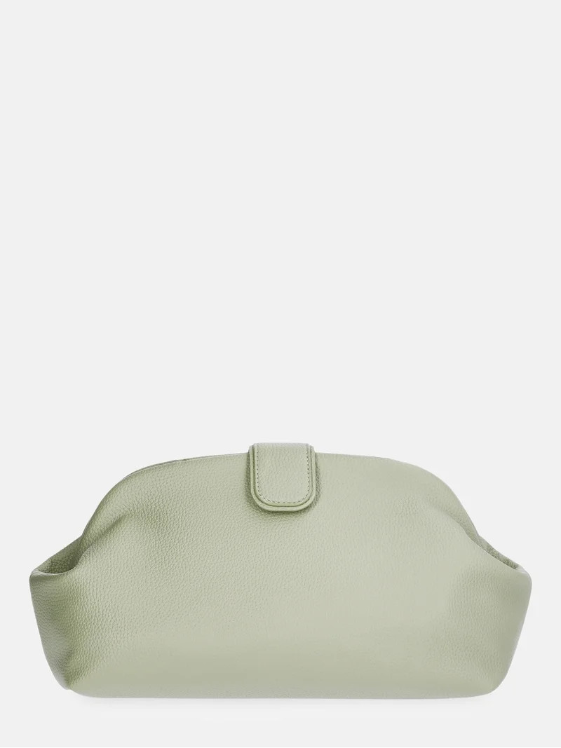Free Assembly Women's Faux Leather Clutch Handbag, Sage Green | Walmart (US)