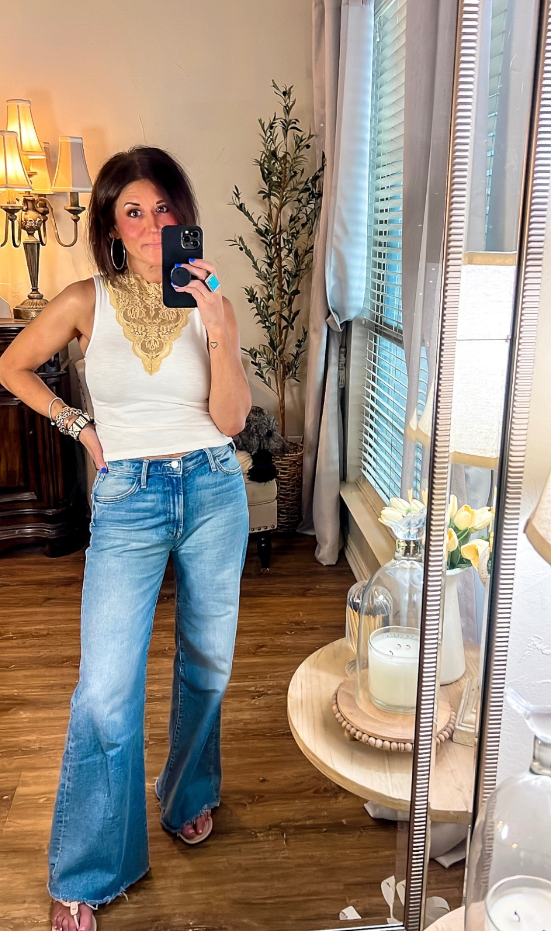 Free People top.  Sized up to medium.  

#LTKOver40