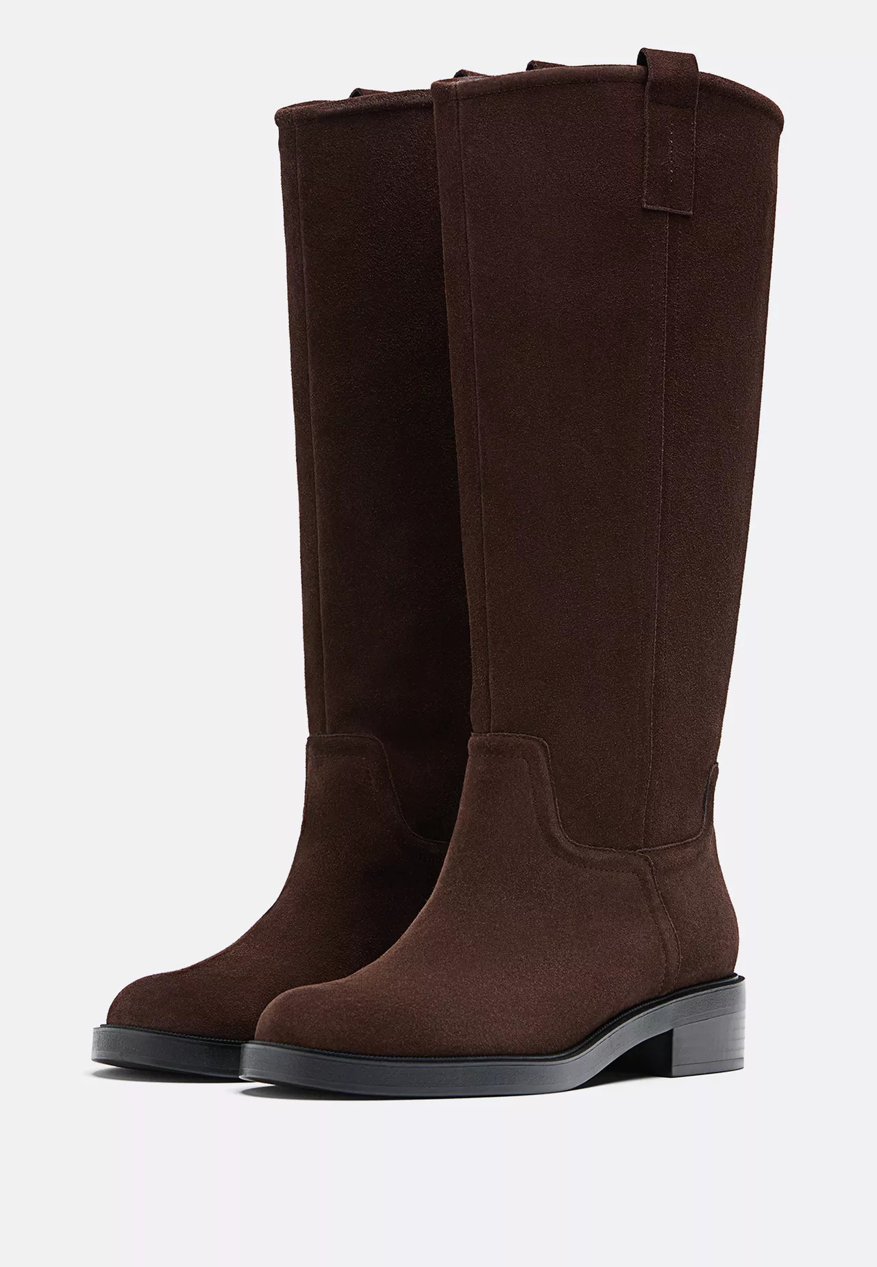 Flat leather equestrian boot | Stradivarius (UK)