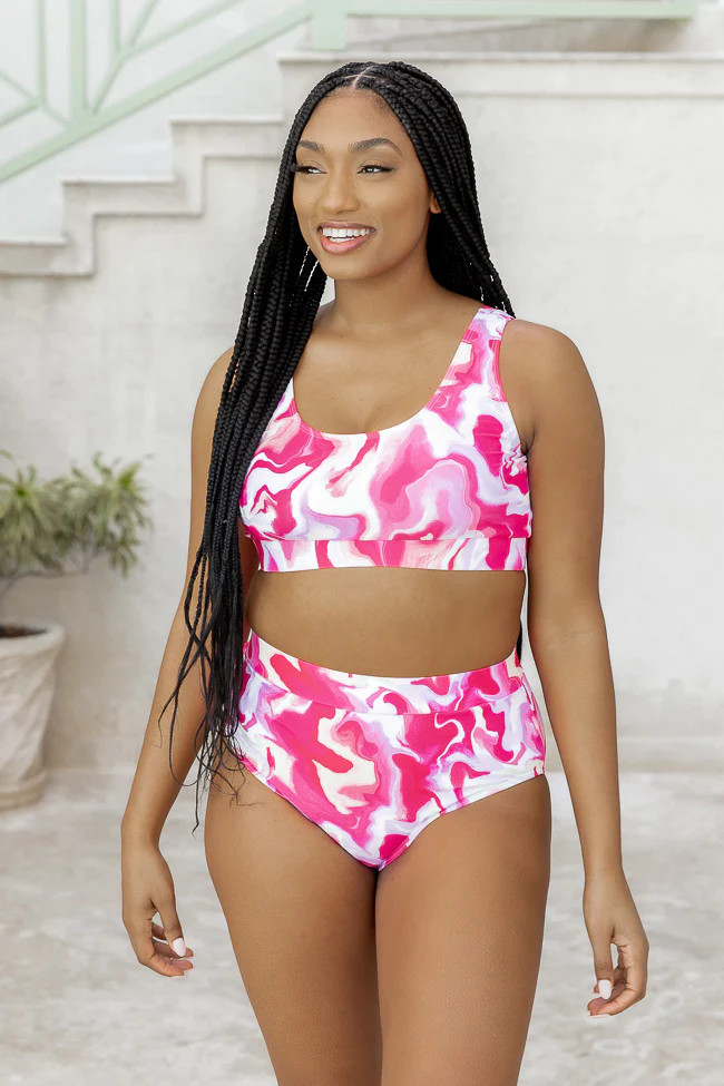 Resting Beach Face Hot Pink Swirl Bikini Bottom | Pink Lily
