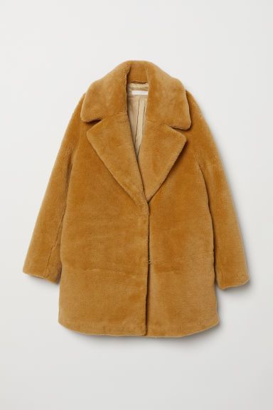 H & M - Short Faux Fur Coat - Yellow | H&M (US + CA)