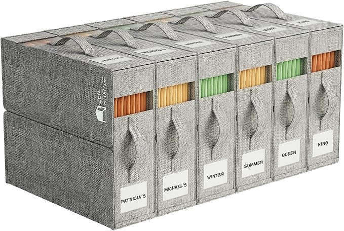 6 Pack Sheet Storage Organizer (King & Queen Size) with handle, Foldable Sheet Set Organizer for ... | Amazon (US)