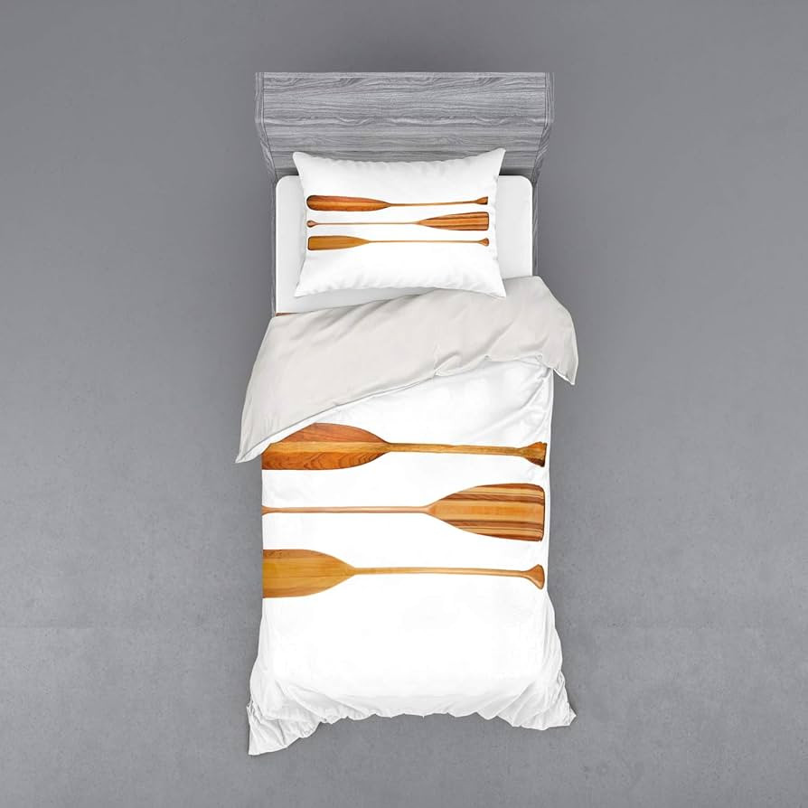 Lunarable Oar Bedding Set, 3 Traditional Wooden Canoe Paddles with Different Shape of Exotic Spor... | Amazon (US)